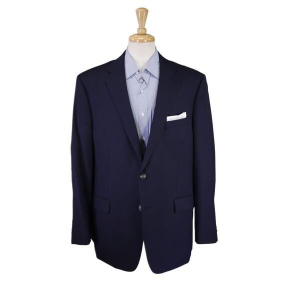 Hart Schaffner Marx 1887 Current Navy Blue Silver Metal Buttons Wool Blazer 48R